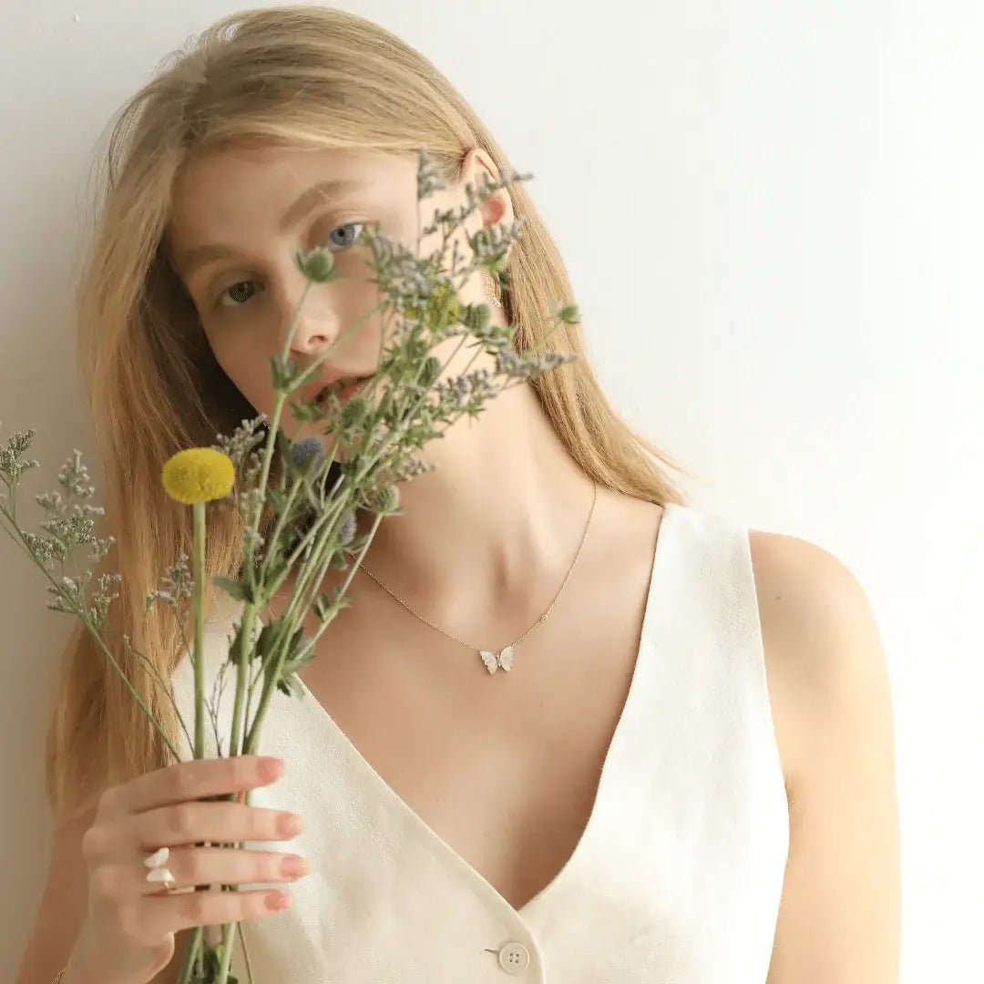 Mother of Pearl Butterfly Necklace - Meadow CollectiveNecklace