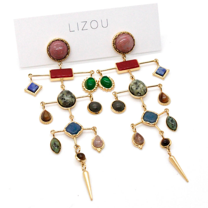 Museum Style Artsy Semi Precious Stone Mobile Earrings - Meadow Collectiveearrings