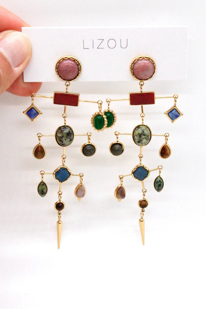 Museum Style Artsy Semi Precious Stone Mobile Earrings - Meadow Collectiveearrings