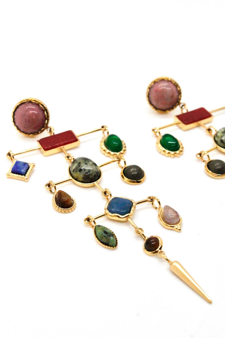 Museum Style Artsy Semi Precious Stone Mobile Earrings - Meadow Collectiveearrings