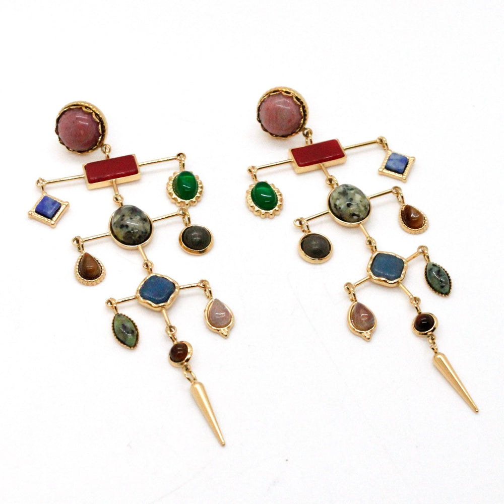 Museum Style Artsy Semi Precious Stone Mobile Earrings - Meadow Collectiveearrings
