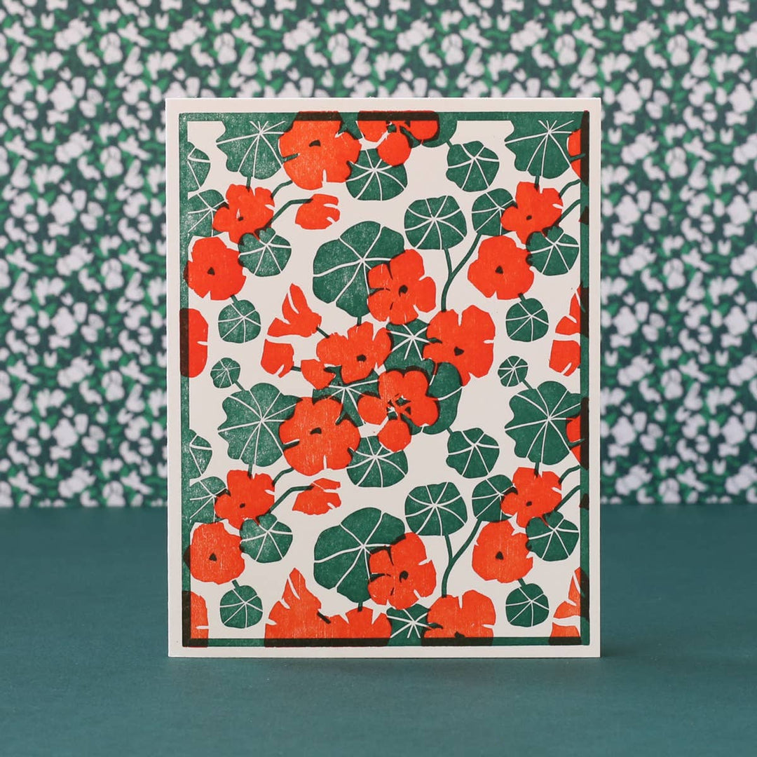 Nasturtiums (Red) Letterpress Card - Meadow Collectivegreeting card