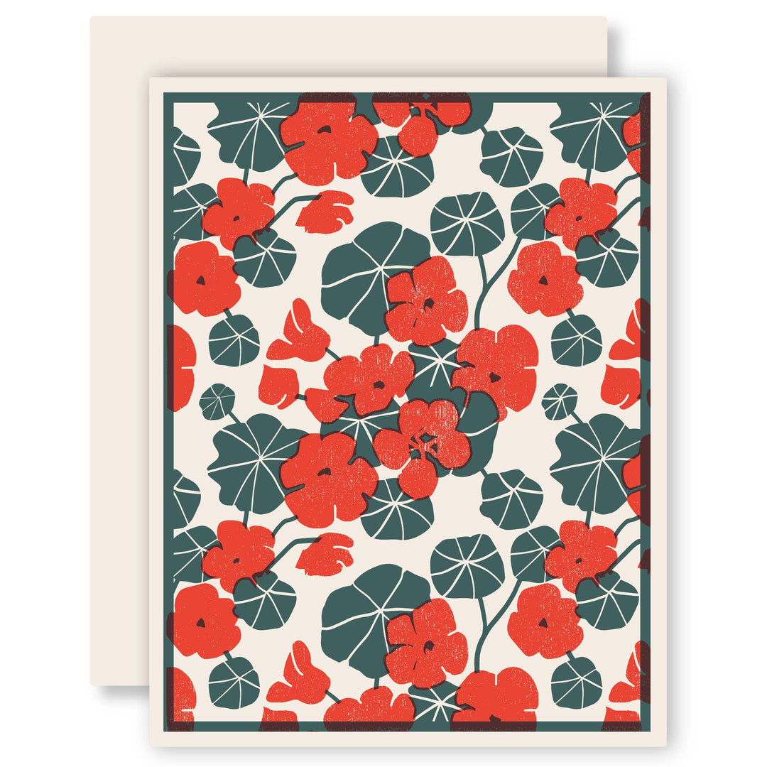 Nasturtiums (Red) Letterpress Card - Meadow Collectivegreeting card