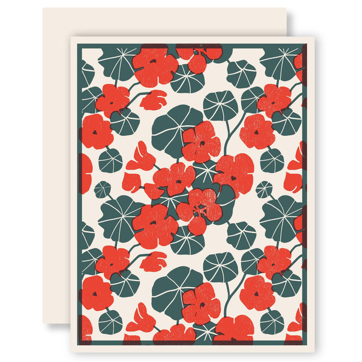 Nasturtiums (Red) Letterpress Card - Meadow Collectivegreeting card