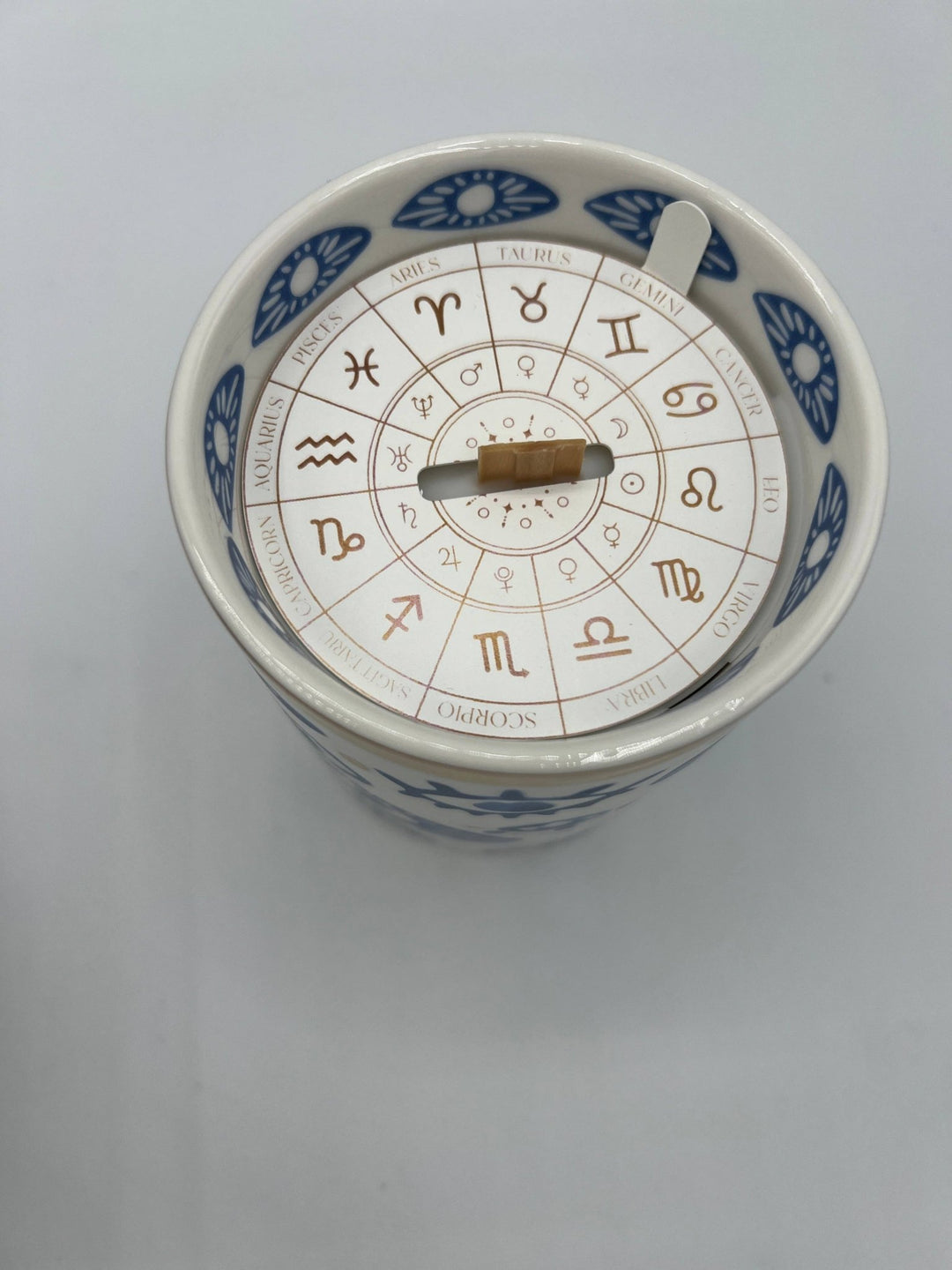 NEW! Beautiful Gold, Blue & White Ceramic "Evil Eye" Candle - Meadow Collectivecandle