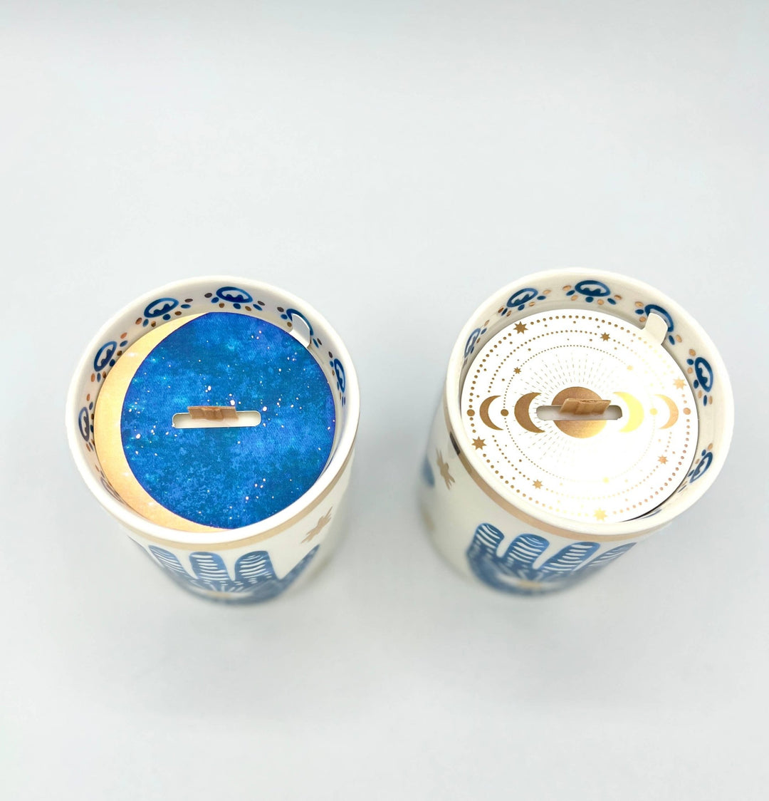 NEW! Beautiful Gold & Blue White Ceramic Hamsa Candle - Meadow Collectivecandle