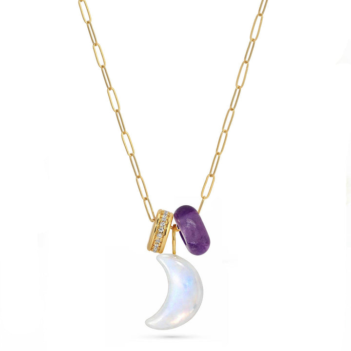 Nightlight Carved Moonstone Charm Set Necklace - Meadow Collectivecrystal necklace