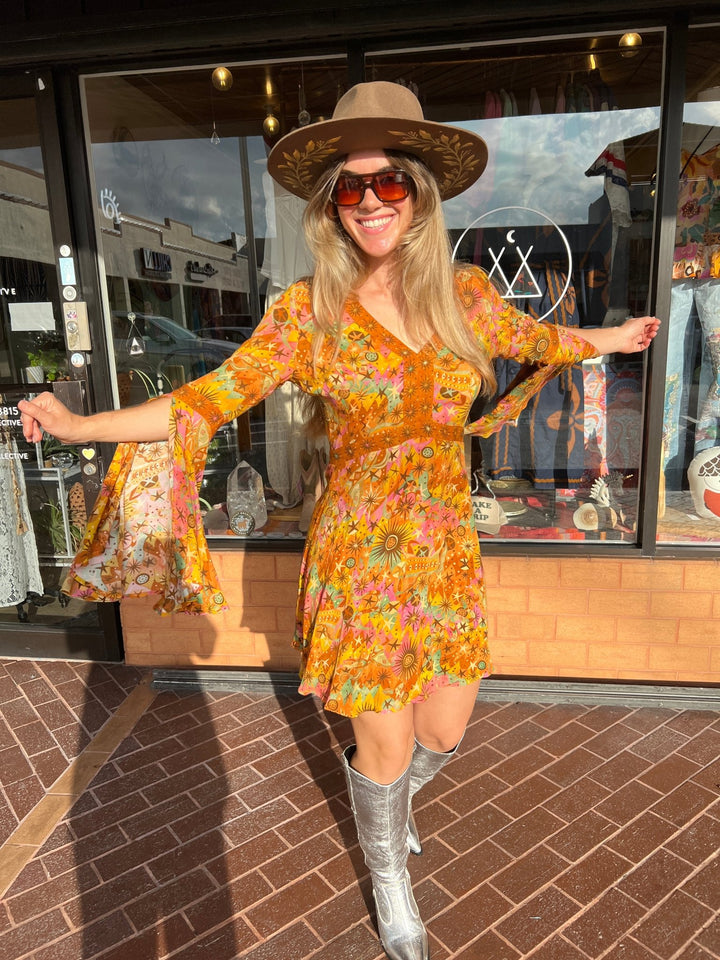 Nine Lives Baazar - Jupiter Mini Dress Rising Sun print - Meadow Collectivemini dress