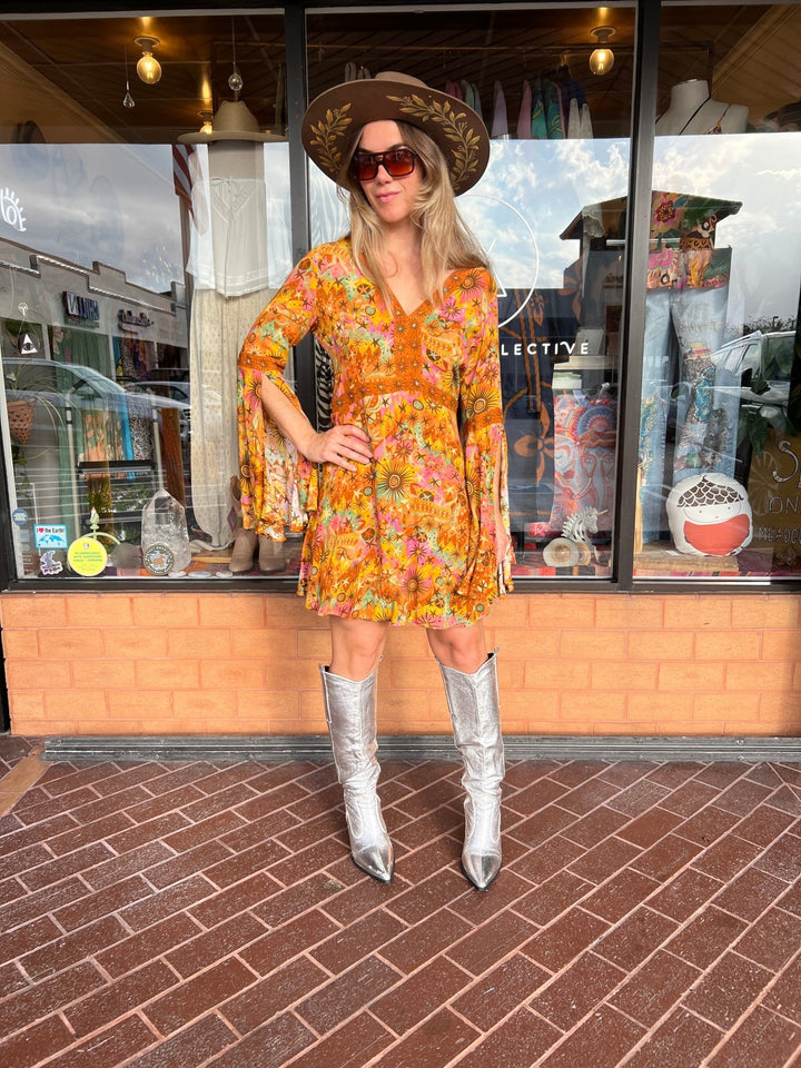 Nine Lives Baazar - Jupiter Mini Dress Rising Sun print - Meadow Collectivemini dress