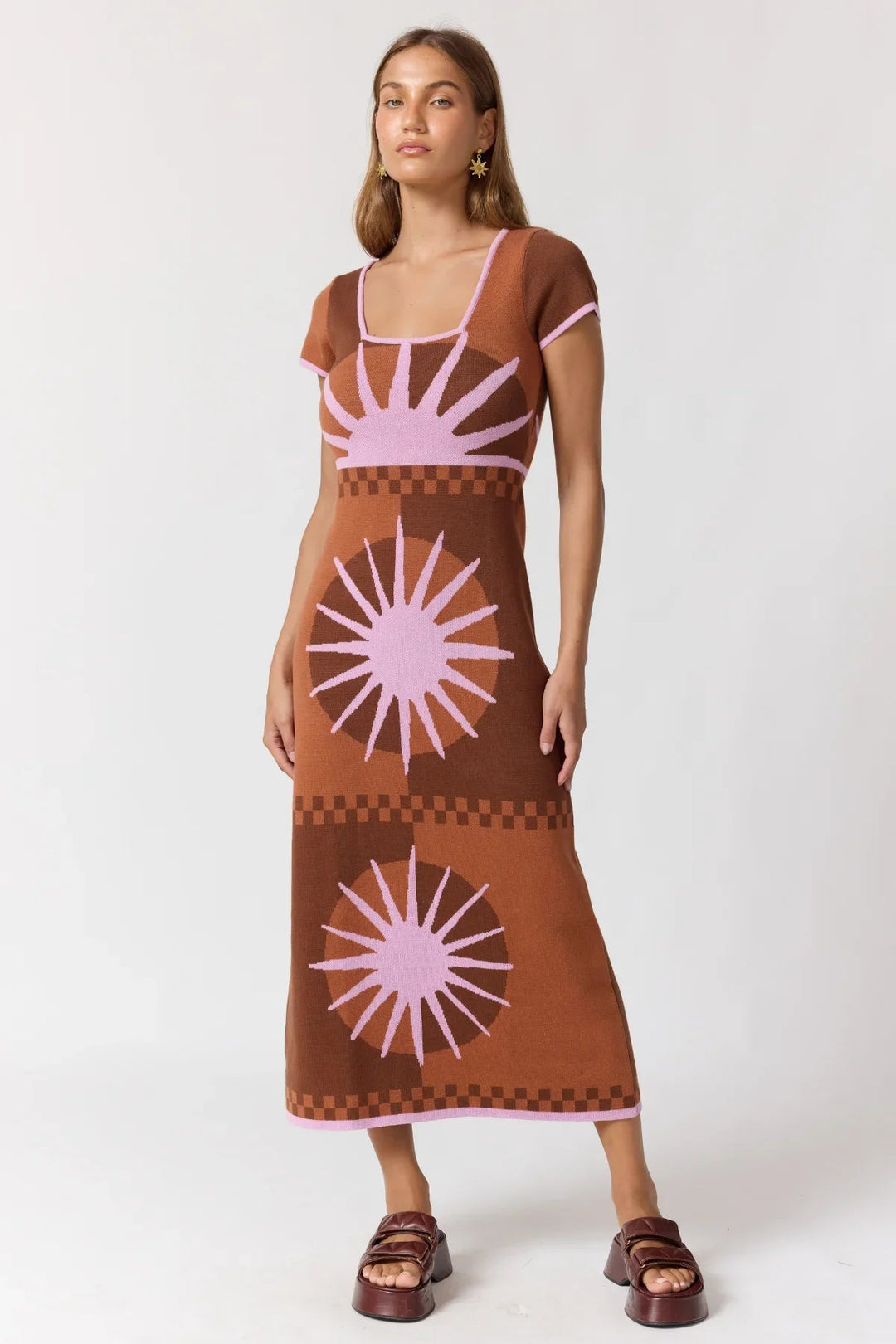 Nine Lives Bazaar Charlie Midi Dress- Cocoa - Meadow Collectivemidi dress