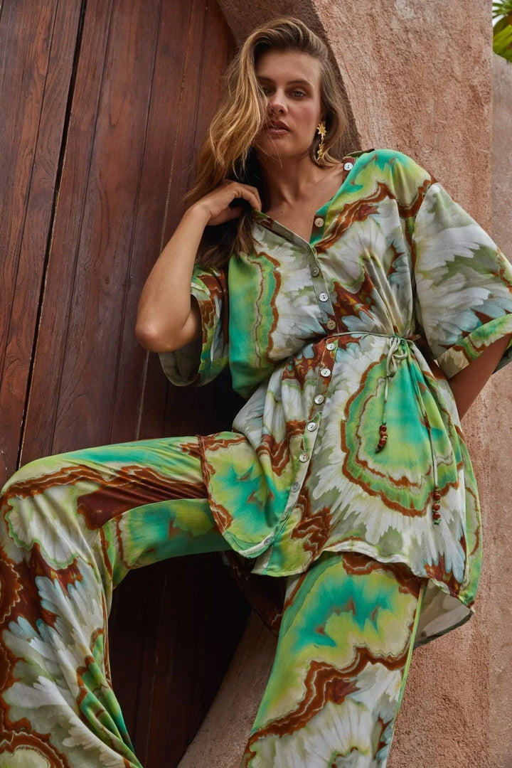 Nine Lives Bazaar Lois Shirt Dress - Jade - Meadow Collectivebutton down shirt