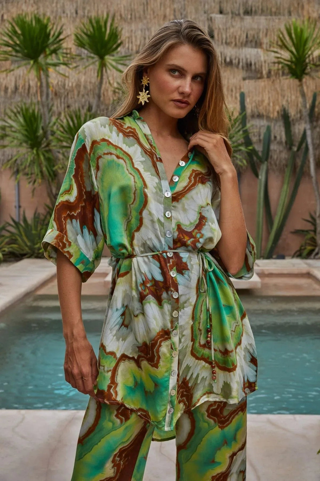 Nine Lives Bazaar Lois Shirt Dress - Jade - Meadow Collectivebutton down shirt