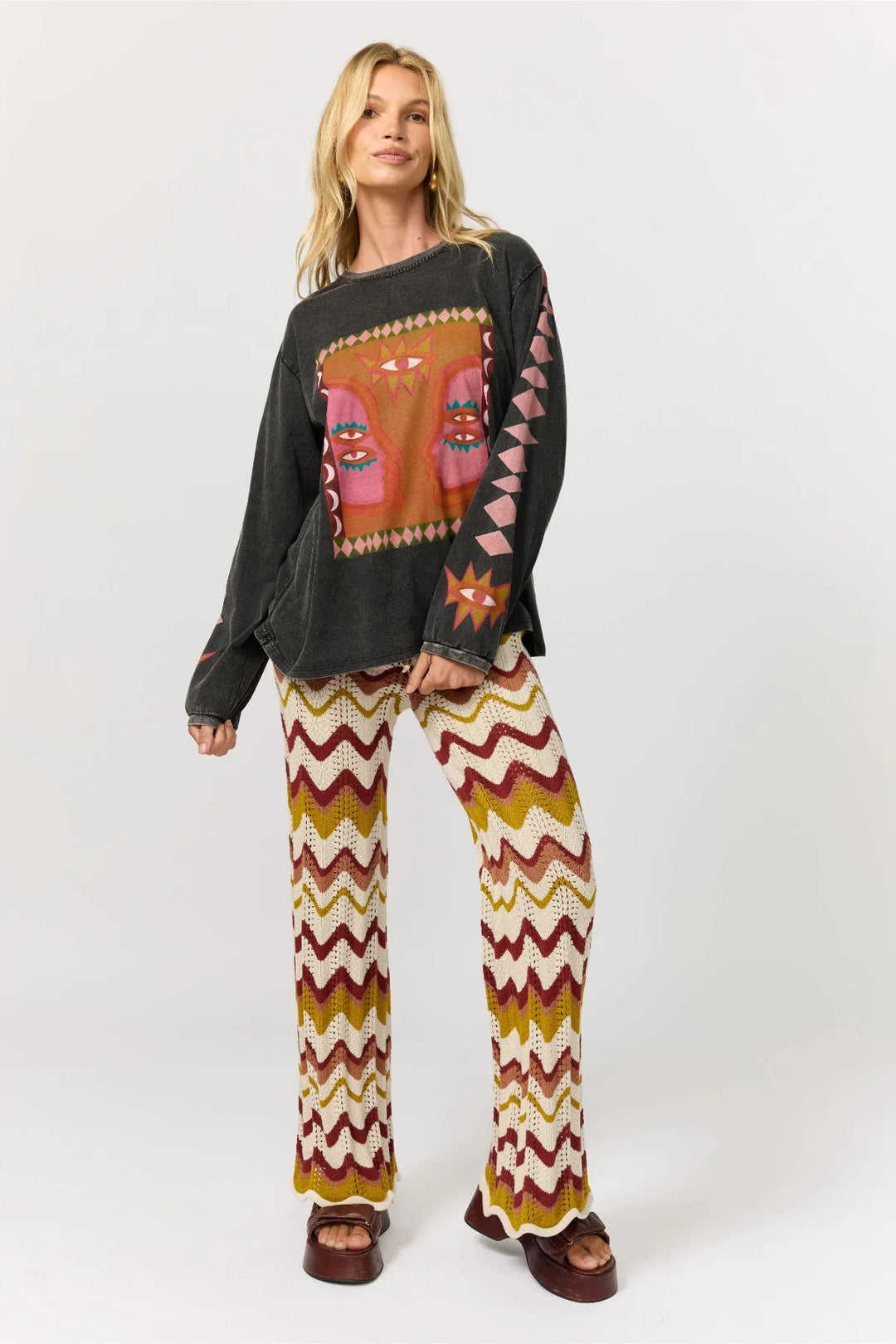 Nine Lives Bazaar Luna Rose Long Sleeve Tee- Onyx - Meadow Collectivelong sleeve tee