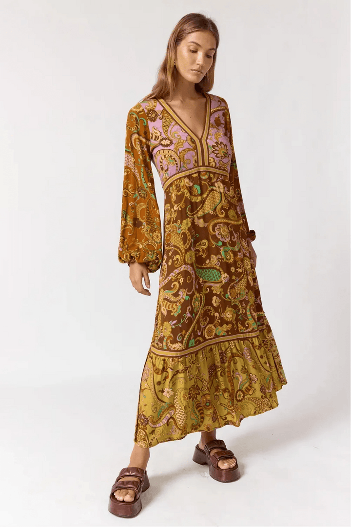 Nine Lives Bazaar Maple Maxi Dress- Mulberry - Meadow CollectiveMaxi Dress