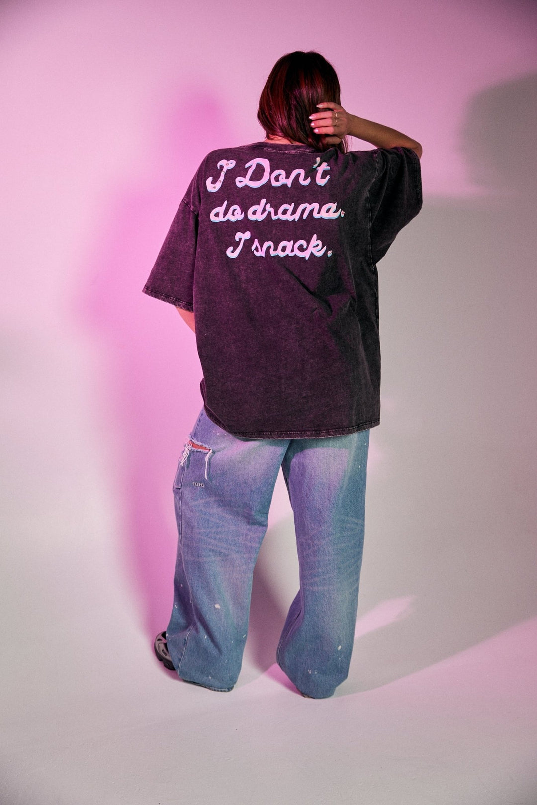 No Drama Llama Tee - Black Acid Wash - Meadow Collectiveoversized tee