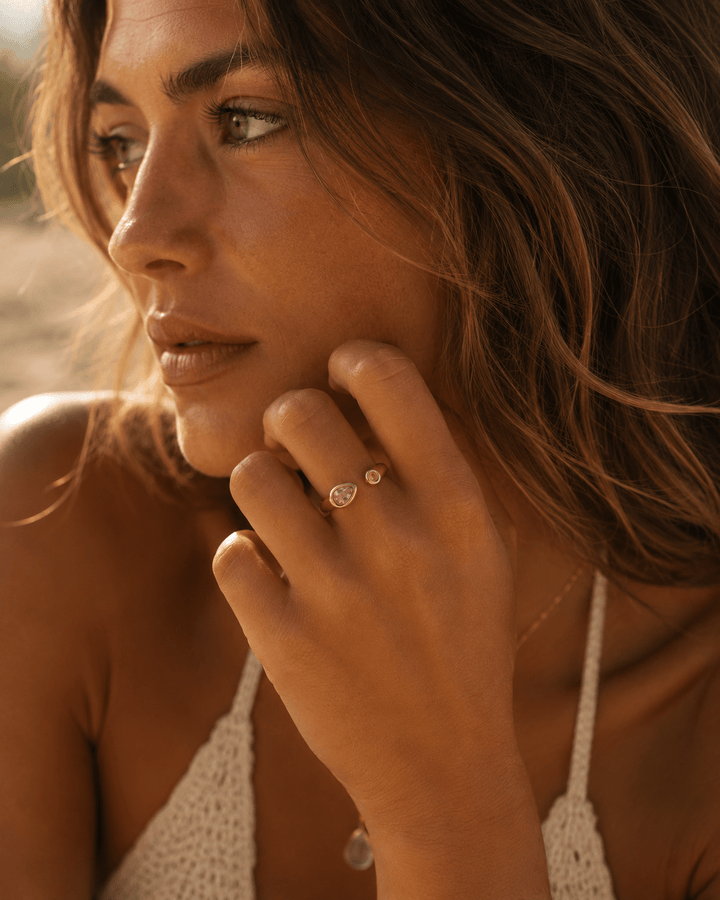 Odessa Toi et Moi Gem Ring Pink and Yellow - Meadow Collectivering