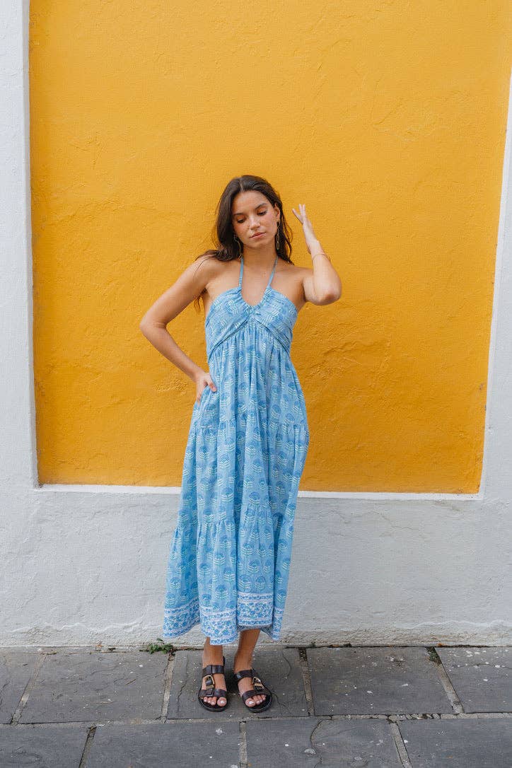 Odette Organic Cotton Halter Maxi Dress