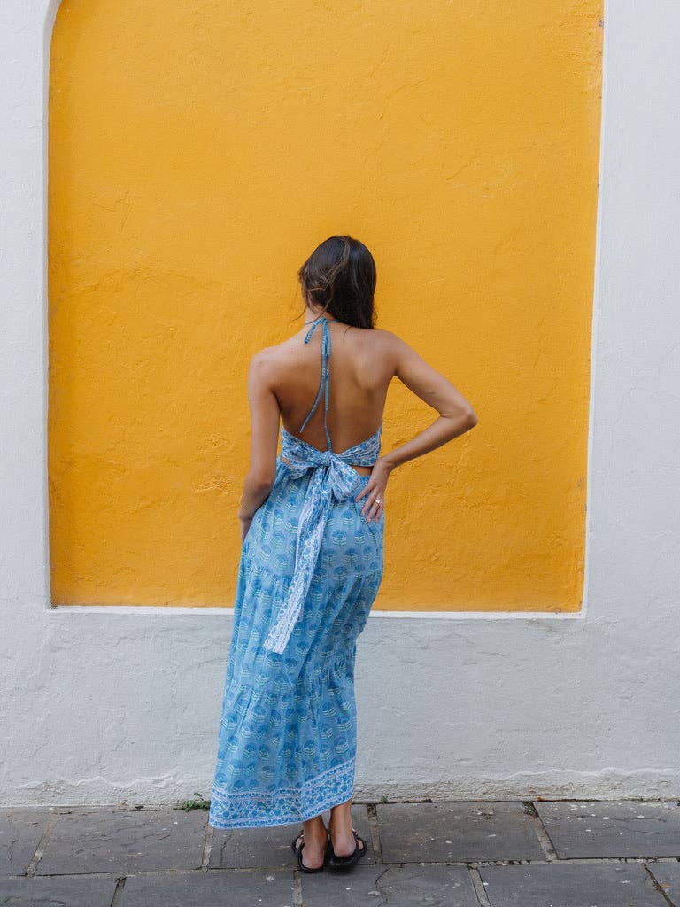 Odette Organic Cotton Halter Maxi Dress