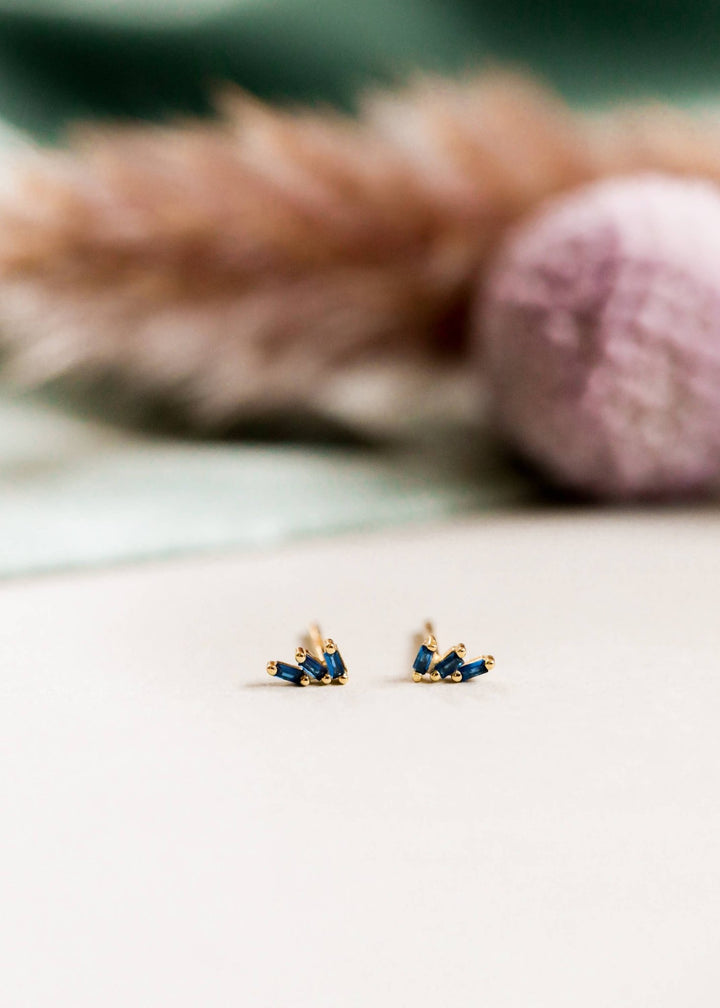 Offset Trio - Sapphire - Gold Earrings - Meadow Collectivestud earrings