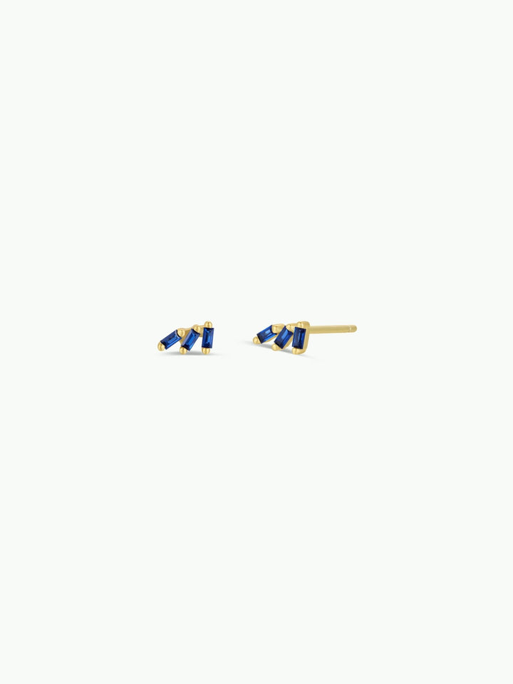 Offset Trio - Sapphire - Gold Earrings - Meadow Collectivestud earrings