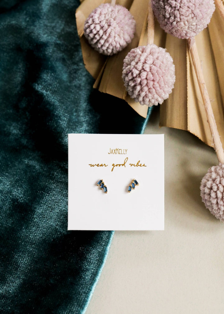 Offset Trio - Sapphire - Gold Earrings - Meadow Collectivestud earrings