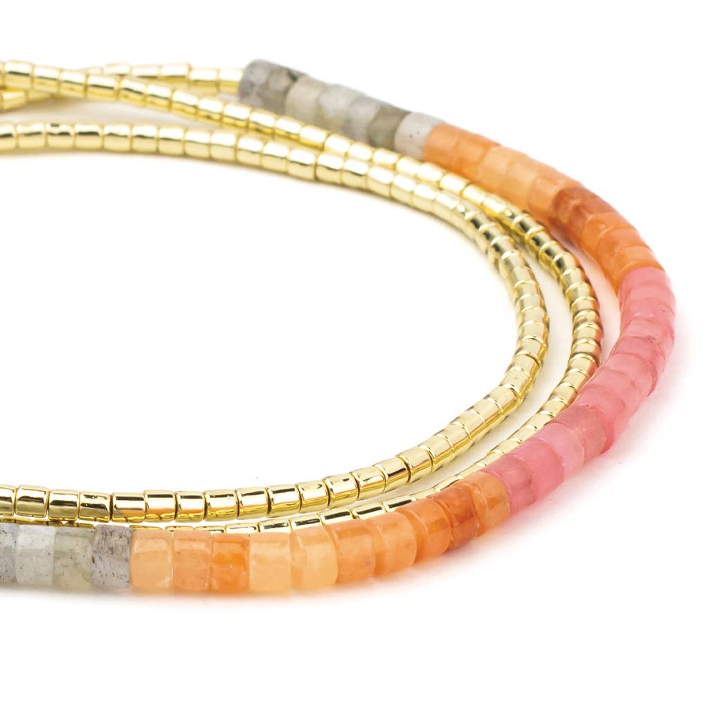 Ombre Stone Wrap - Necklace/Bracelet - Sunset/Gold - Meadow Collectivebracelet