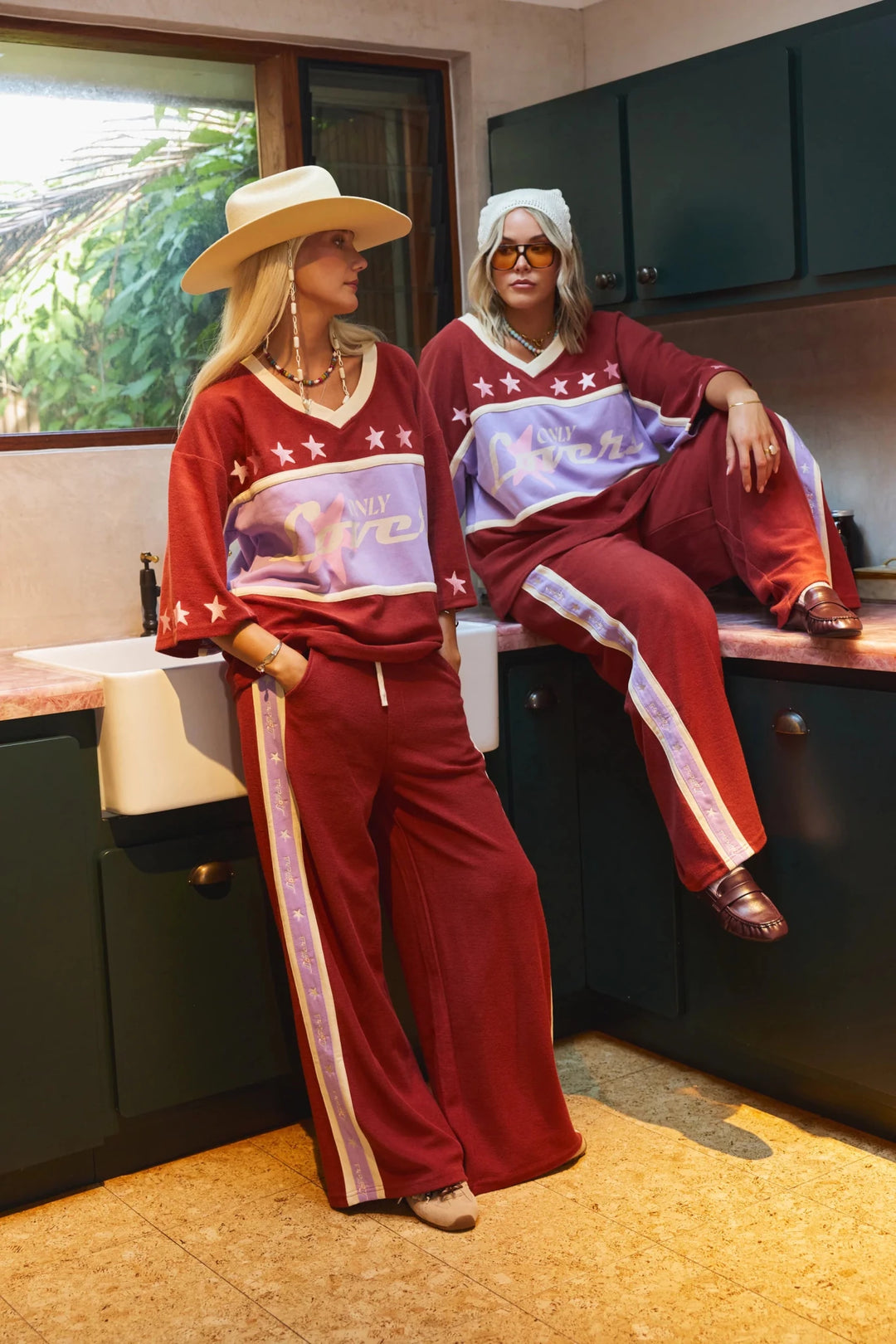 Only Lover Left Surf League Lounge Pants - Burgundy - Meadow CollectivePants