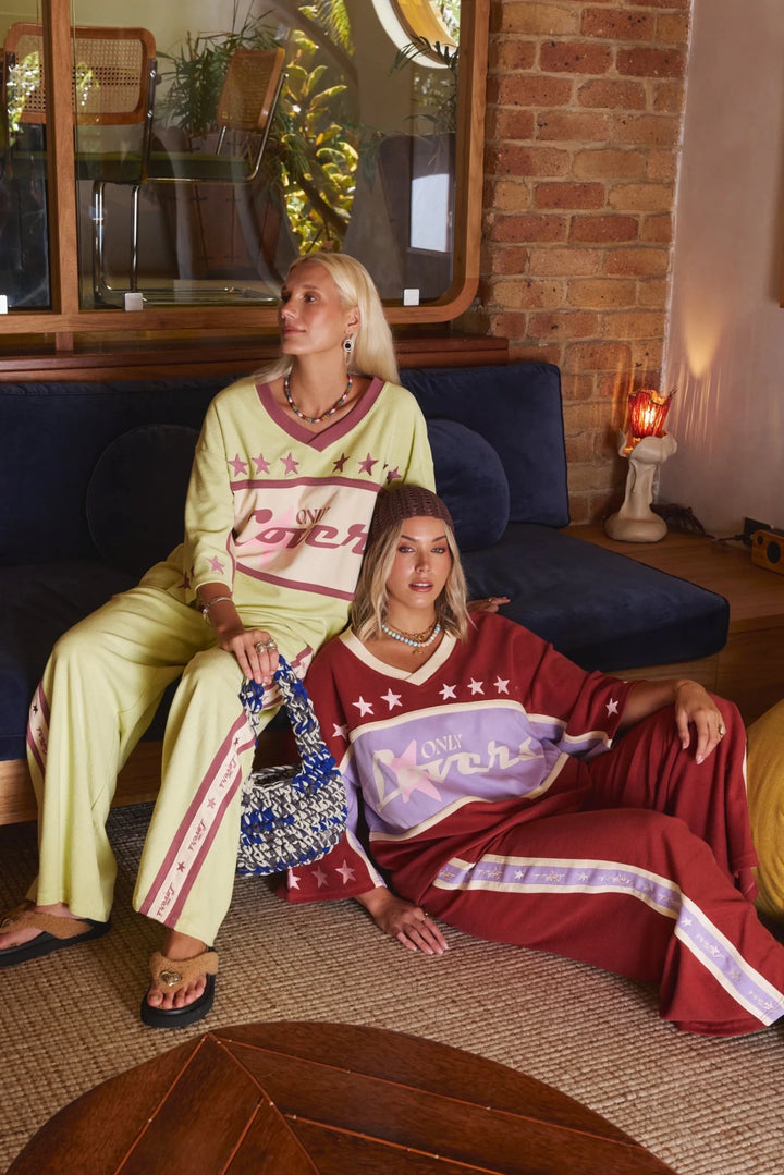 Only Lover Left Surf League Lounge Pants - Burgundy - Meadow CollectivePants
