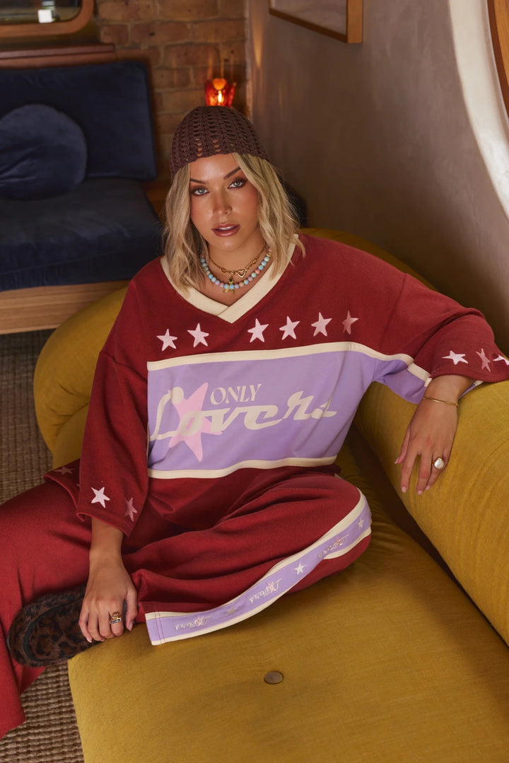 Only Lovers Left Surf League Jersey - Burgundy - Meadow Collectivejersey