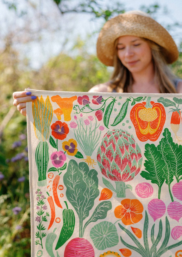 Organic Cotton Tea Towel - Veggie Garden - Meadow Collectivekitchen towel