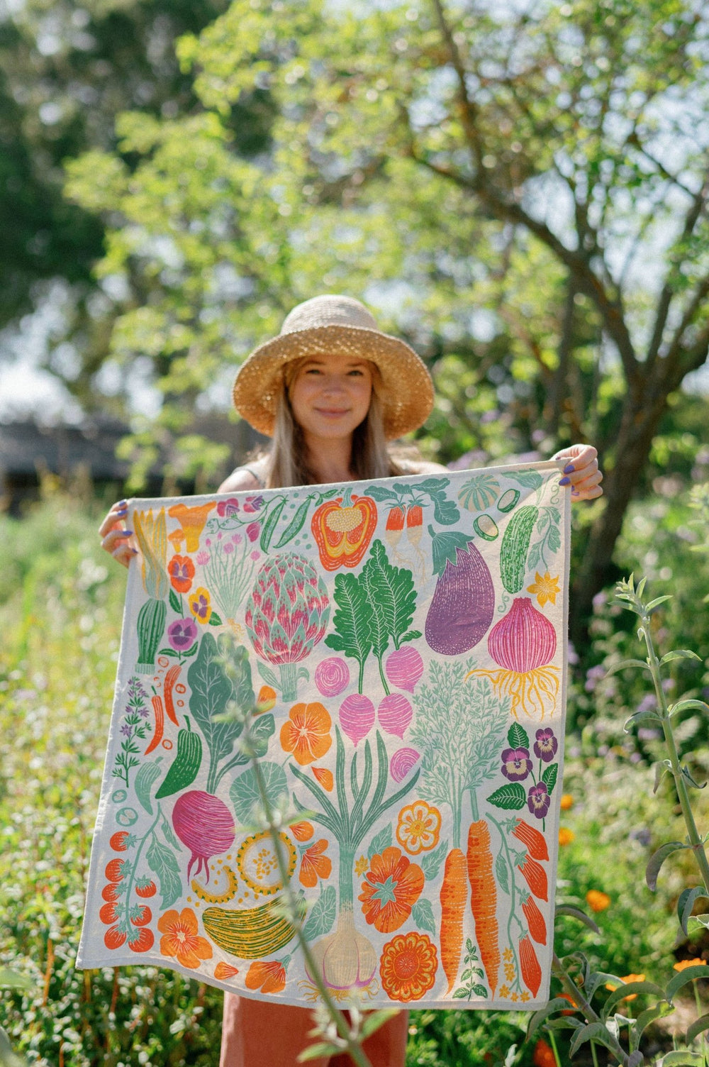 Organic Cotton Tea Towel - Veggie Garden - Meadow Collectivekitchen towel