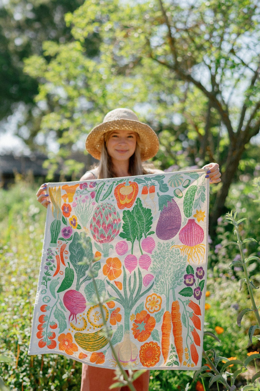 Organic Cotton Tea Towel - Veggie Garden - Meadow Collectivekitchen towel