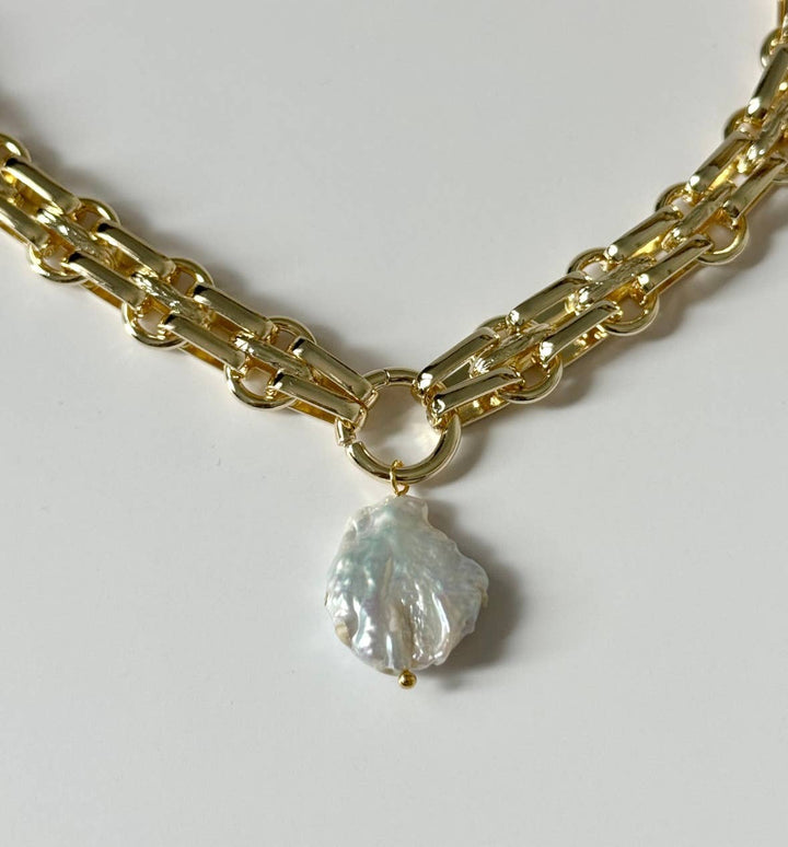 Ovo Pearl Chain Link Necklace - Meadow CollectiveNecklace
