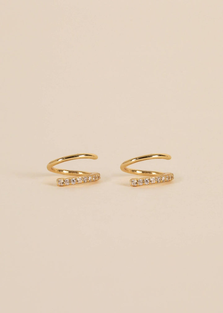 Pave Spiral - Gold Earrings - Meadow Collectivehuggie hoops