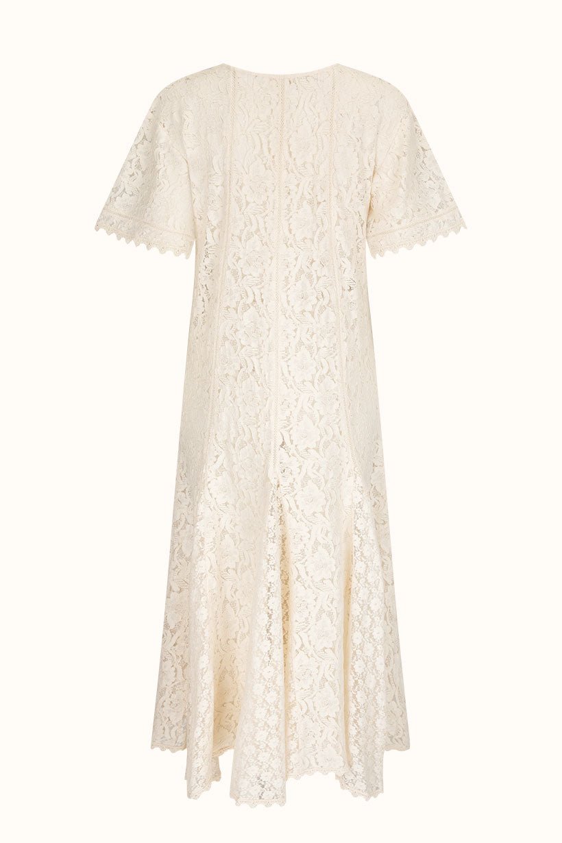 white lace handkerchief dress Lux Lisbon Lace Handkerchief Dress Vintage Cream M