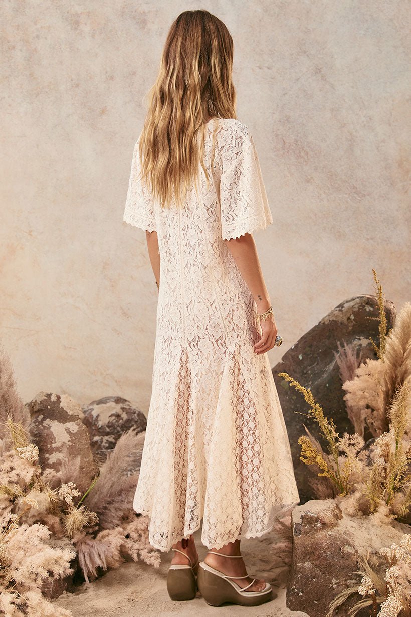 Lux Lisbon Lace Handkerchief Dress Vintage Cream M Lux Lisbon Lace Handkerchief Dress Vintage Cream M