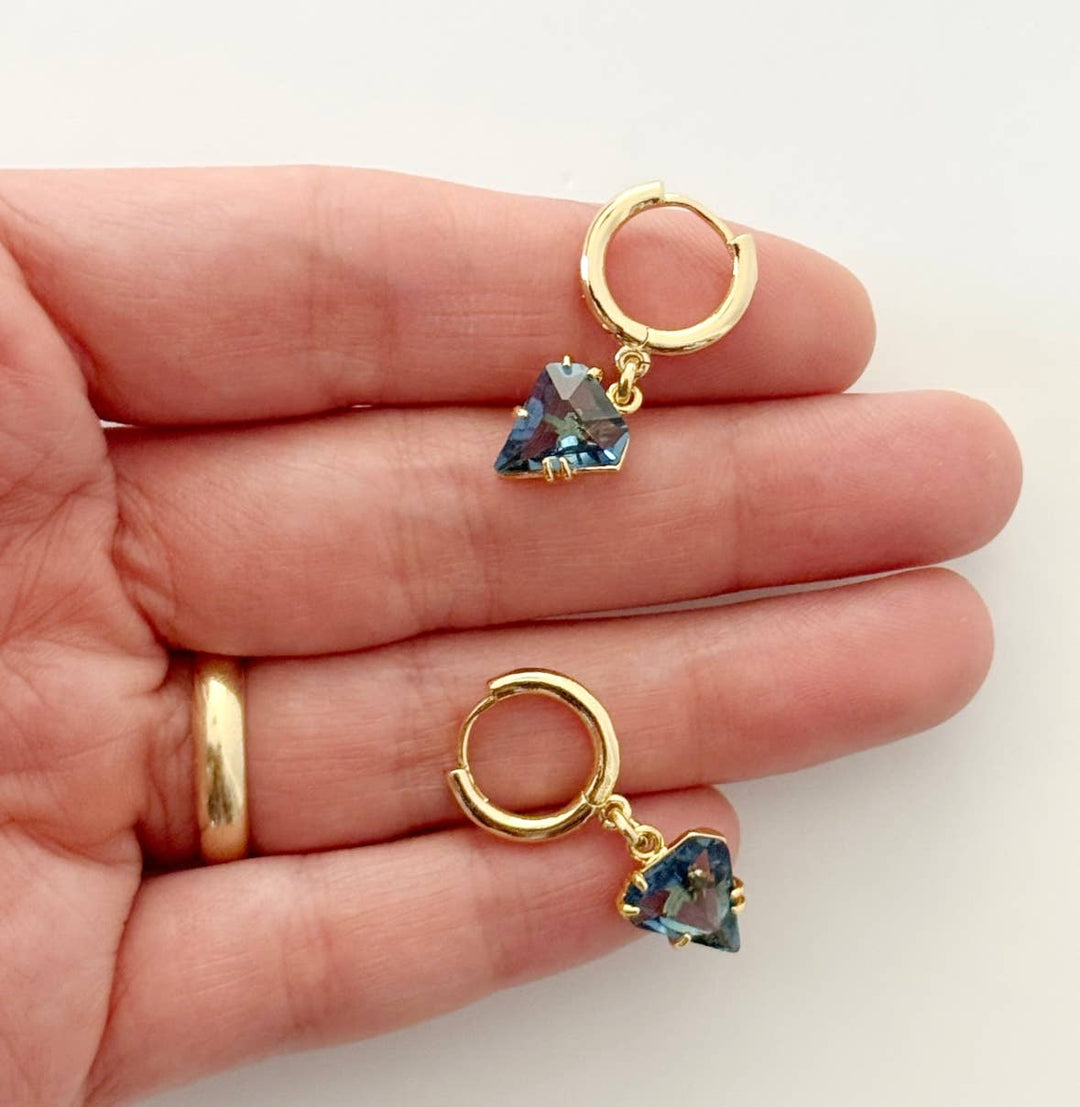 Prism Sapphire Triangle Hoop Earrings - 18K Gold Filled - Meadow Collectiveearrings