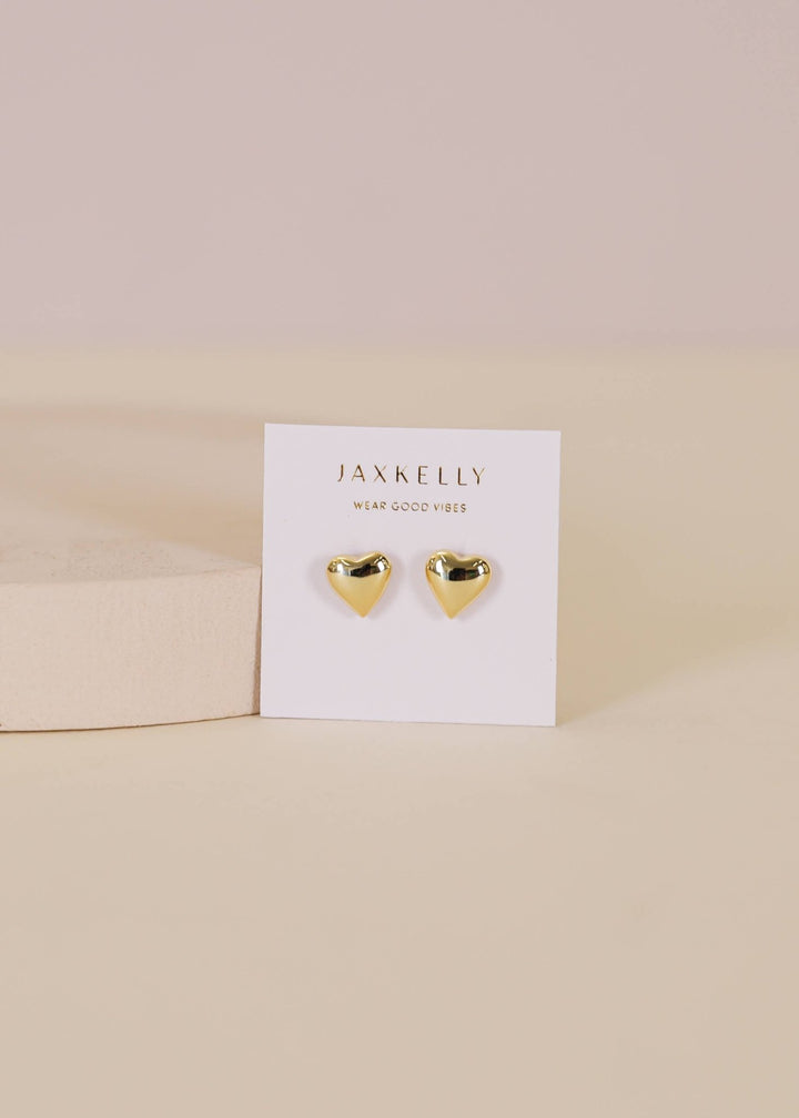 Puffed Gold Heart Earrings - Meadow Collectivestud earrings