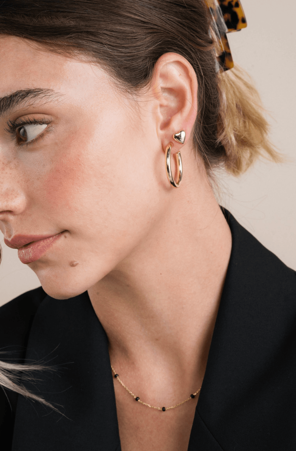 Puffed Gold Heart Earrings - Meadow Collectivestud earrings