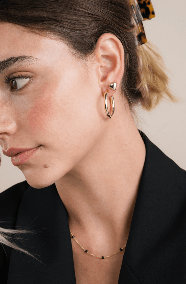 Puffed Gold Heart Earrings - Meadow Collectivestud earrings