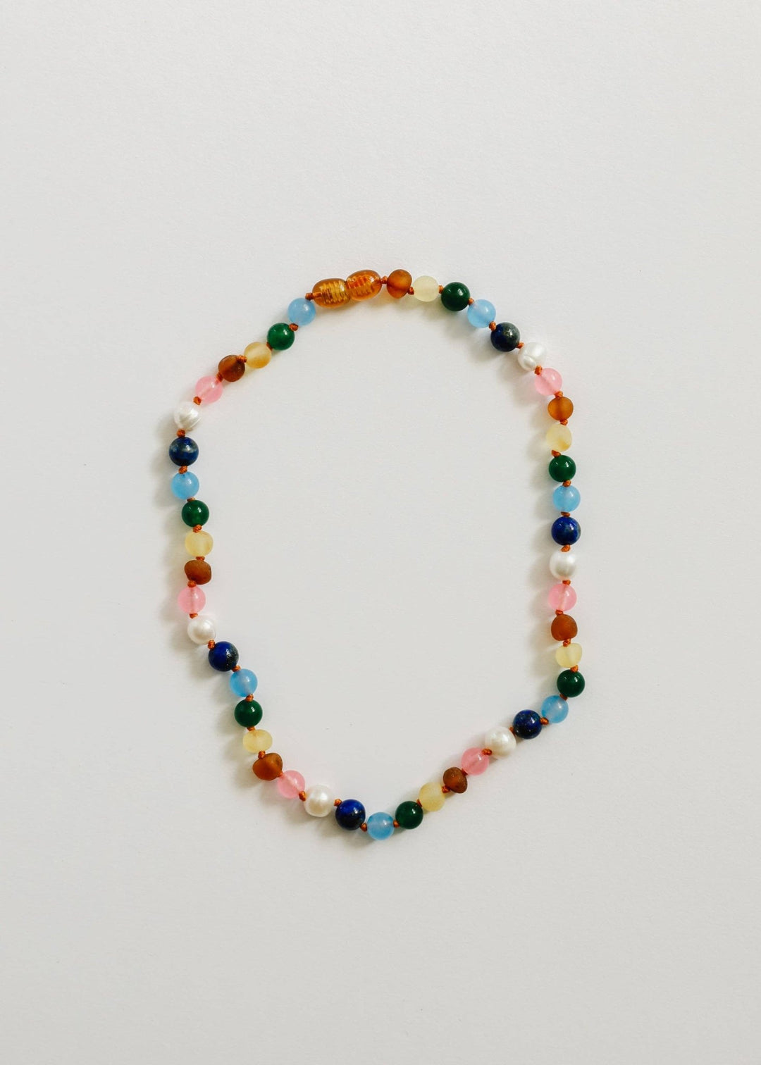 Raw Baltic Amber and Pearl Necklace + Sweet Pink Gemstones - Meadow CollectiveNecklaces