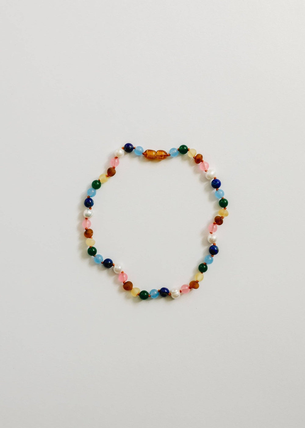 Raw Baltic Amber and Pearl Necklace + Sweet Pink Gemstones - Meadow CollectiveNecklaces