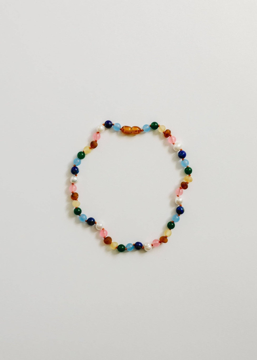 Raw Baltic Amber and Pearl Necklace + Sweet Pink Gemstones - Meadow CollectiveNecklaces