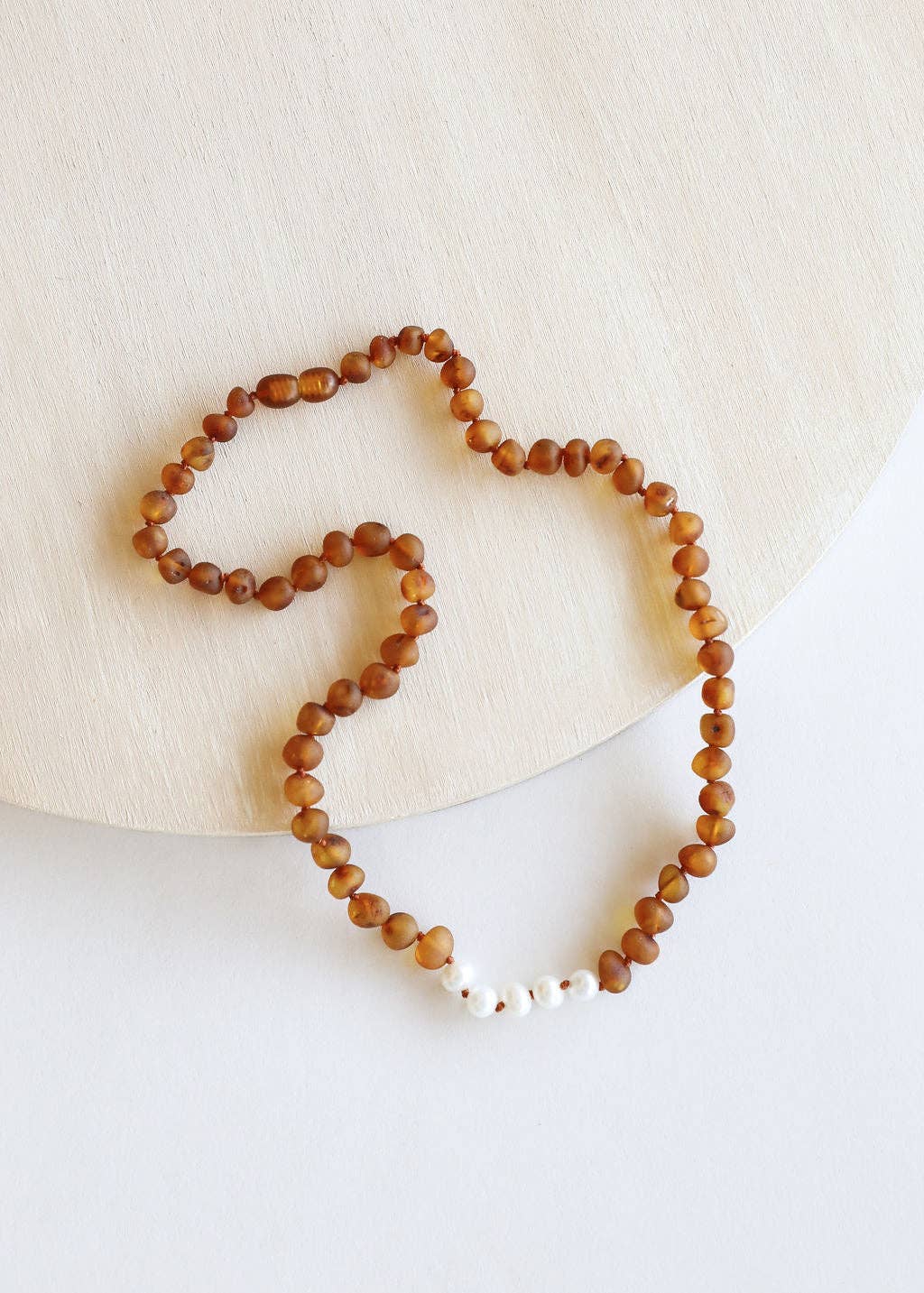 Raw Cognac Baltic Amber + Pearls || Necklace - Meadow CollectiveNecklace