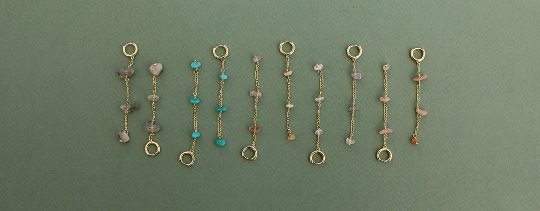 Raw Gemstone Chain Drop Earring - Amazonite - Meadow Collectiveearrings