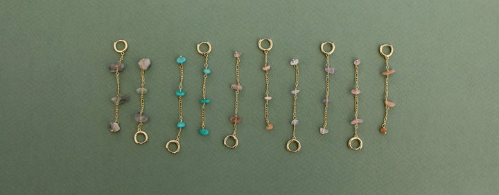 Raw Gemstone Chain Drop Earring - Amazonite - Meadow Collectiveearrings