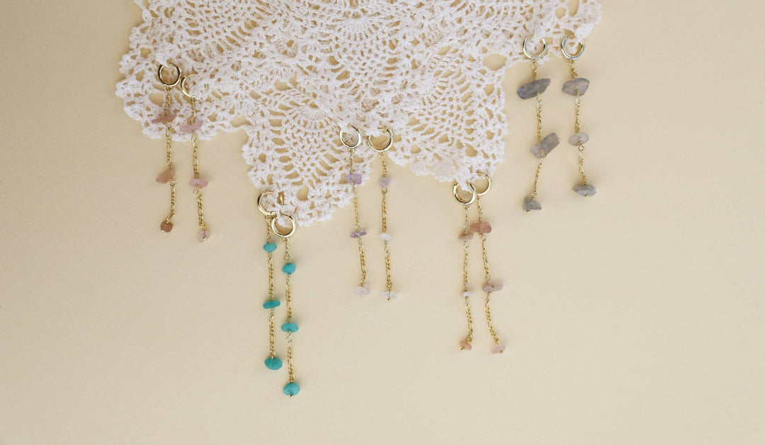Raw Gemstone Chain Drop Earring - Amazonite - Meadow Collectiveearrings