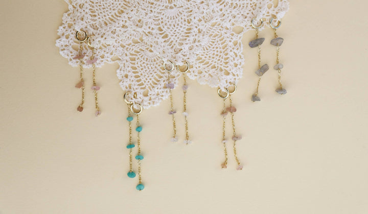 Raw Gemstone Chain Drop Earring - Amazonite - Meadow Collectiveearrings