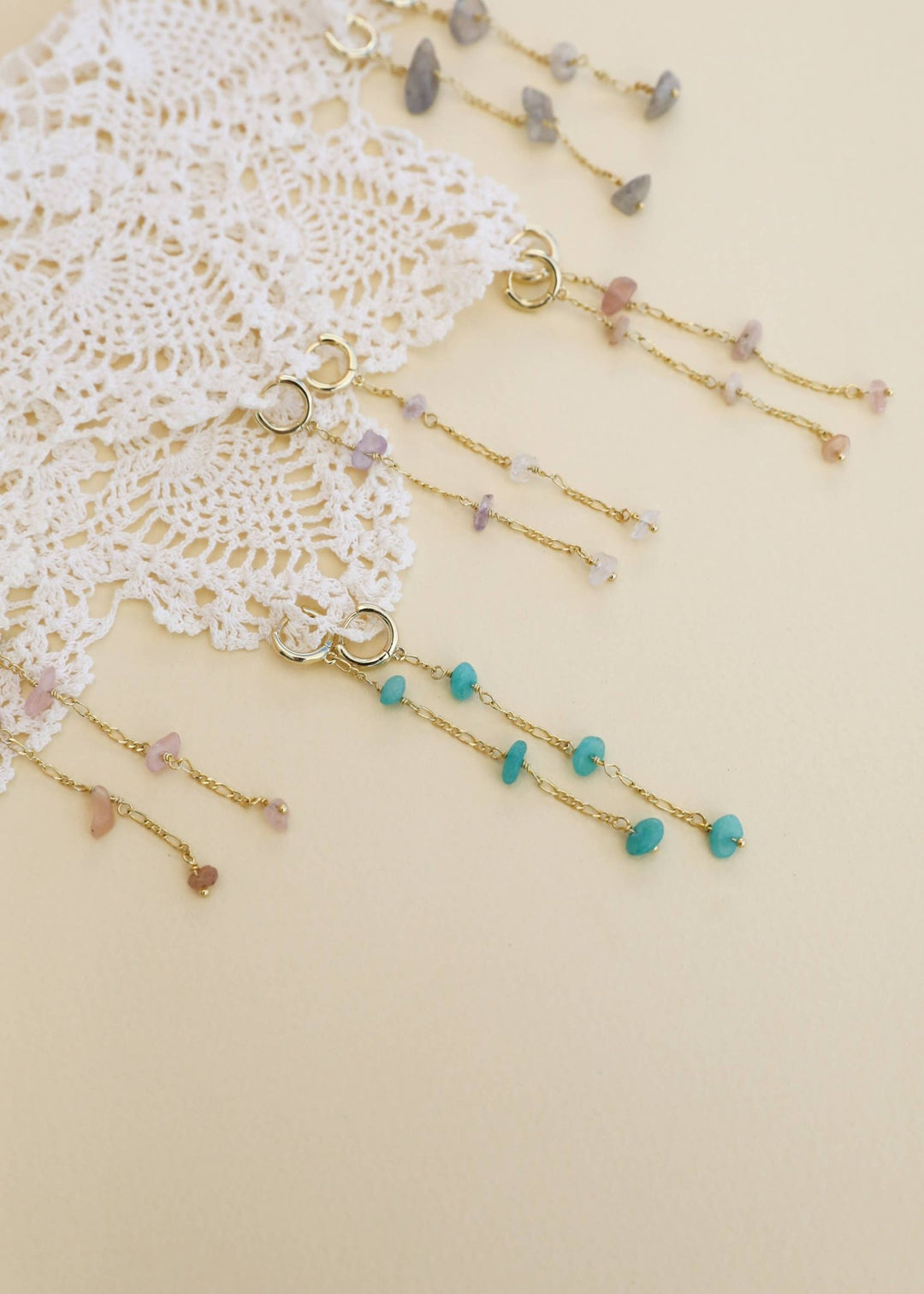 Raw Gemstone Chain Drop Earring - Amazonite - Meadow Collectiveearrings