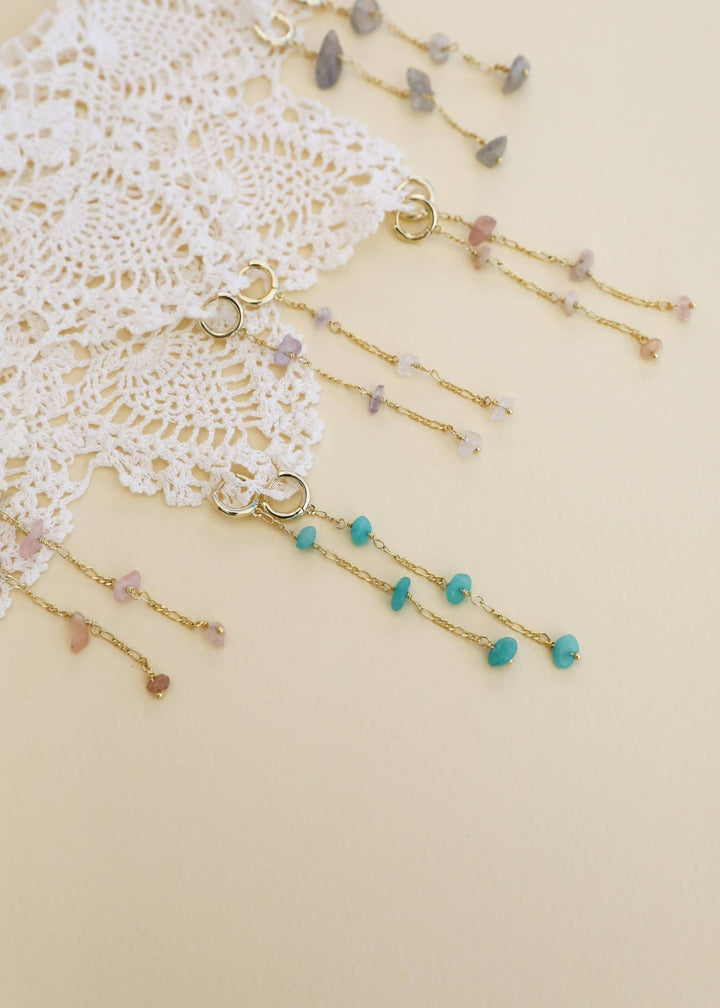 Raw Gemstone Chain Drop Earring - Amazonite - Meadow Collectiveearrings